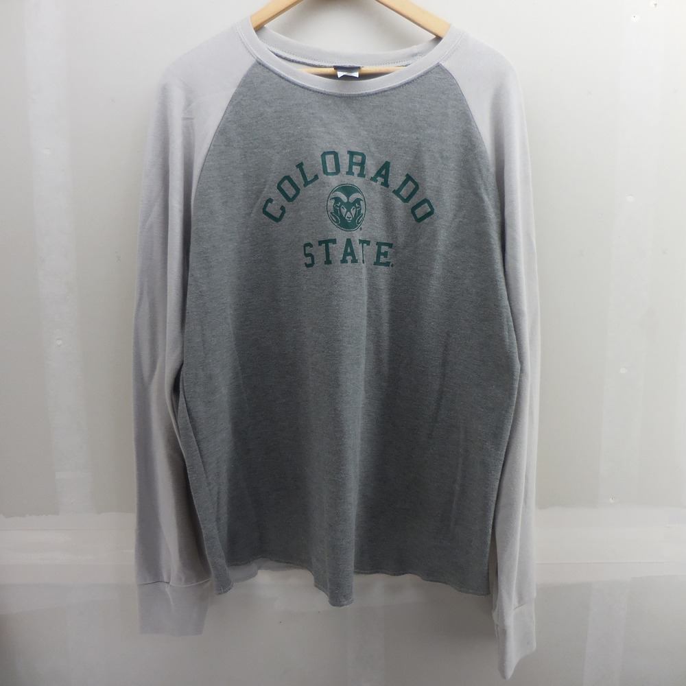 U-Trau Colorado State Rams Mens Large Grey Raglan Long Sleeve T-Shirt USA Made